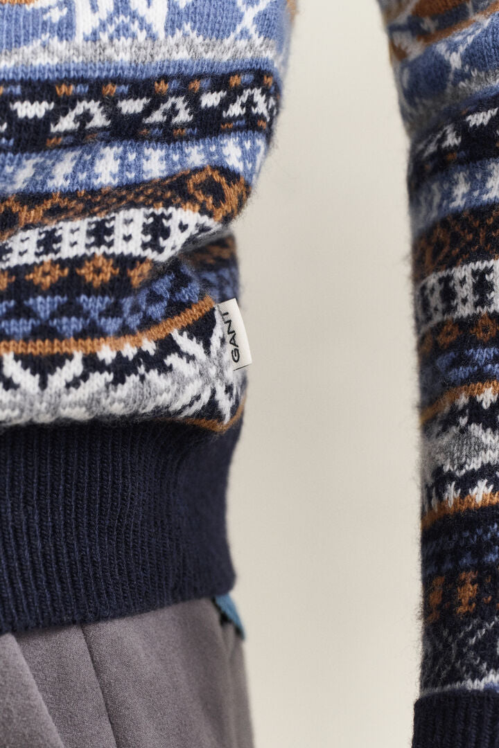 Gant Navy Fair Isle Crew Neck