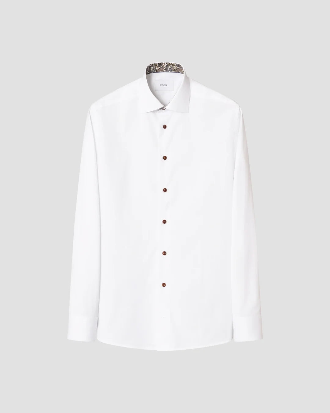 Eton White + Paisley Signature Twill Contemporary Fit Shirt