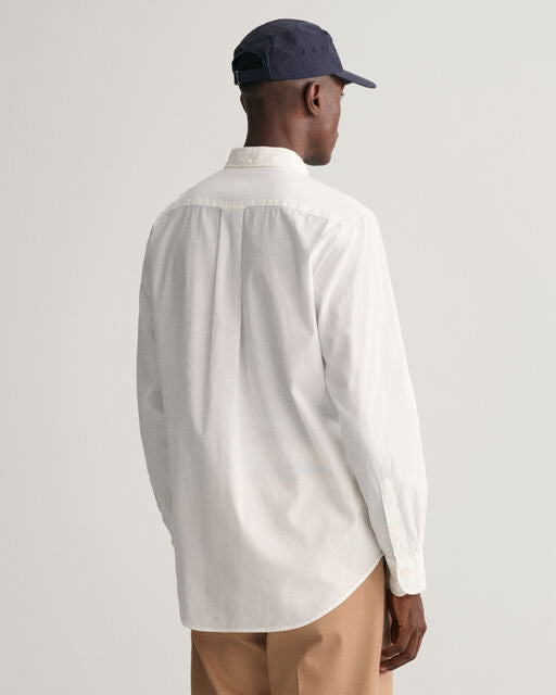 Gant White Cotton Linen Regular Fit