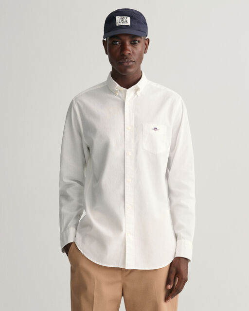Gant White Cotton Linen Regular Fit