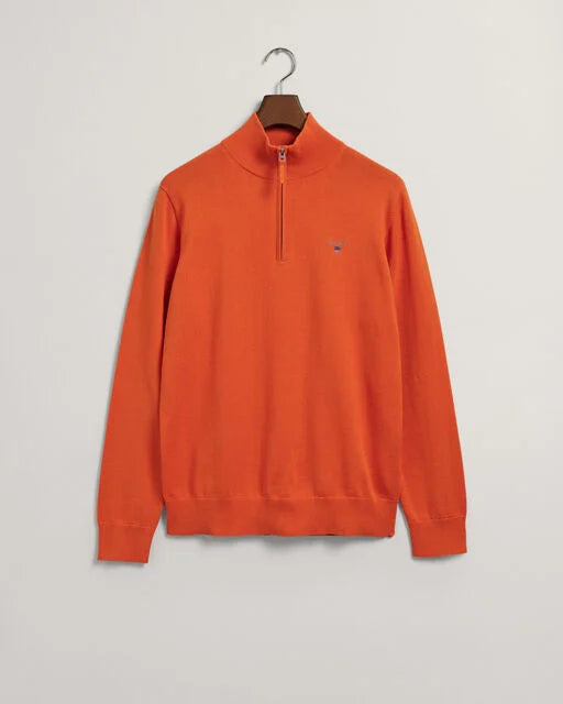 Gant Orange Cotton Half Zip Jumpers