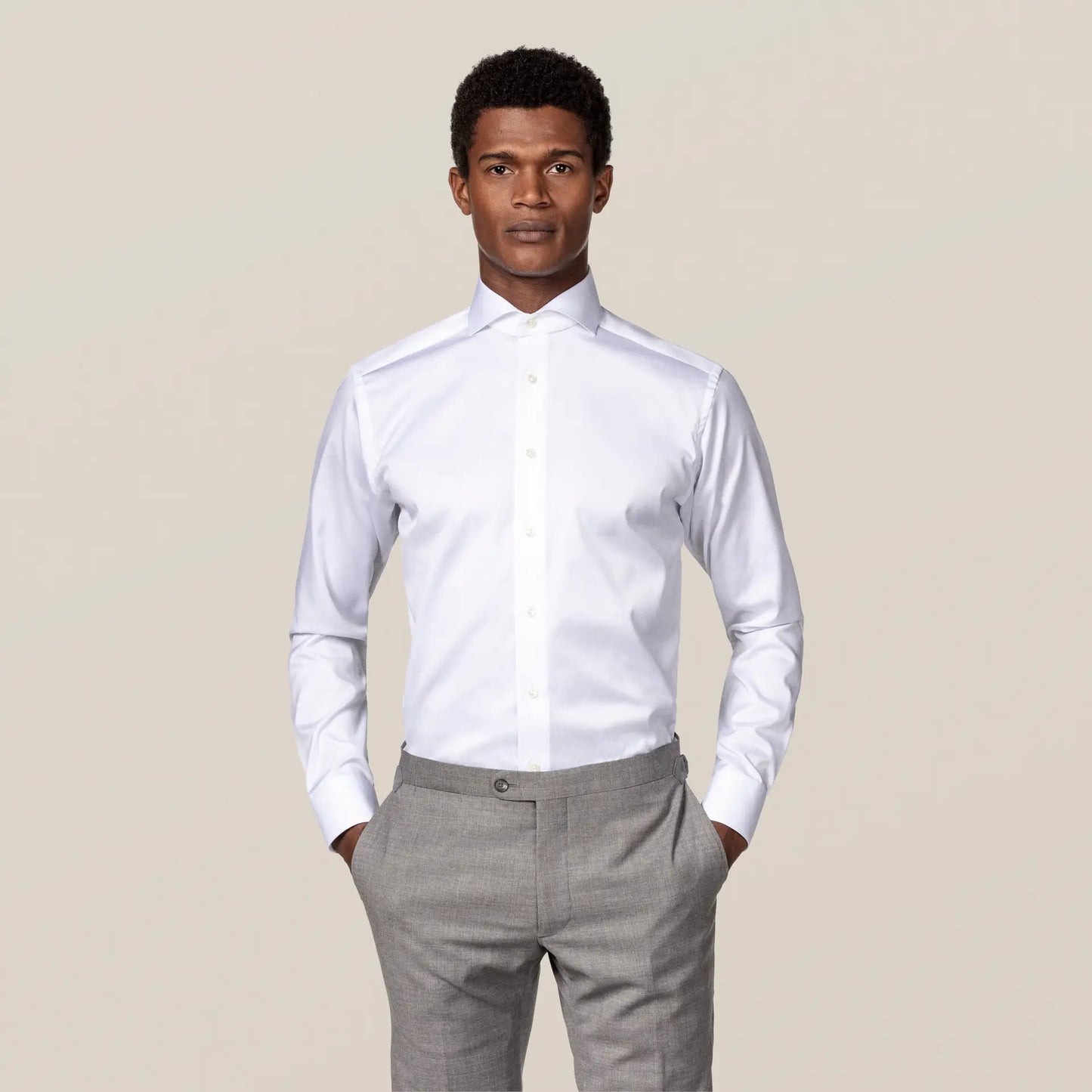 Eton White SLIM Signature Twill Shirt - Extreme Cut Away