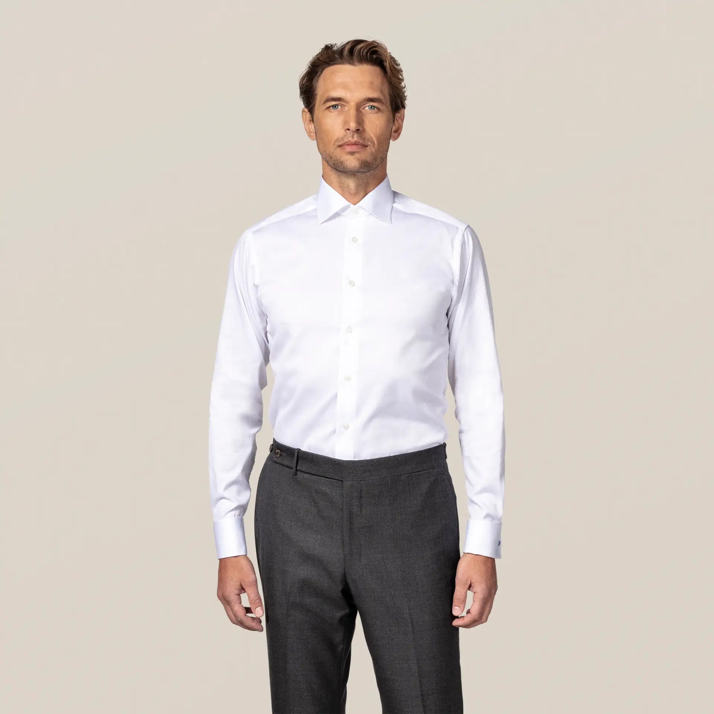 Eton White SLIM﻿ Signature Twill Shirt – Double Cuffs